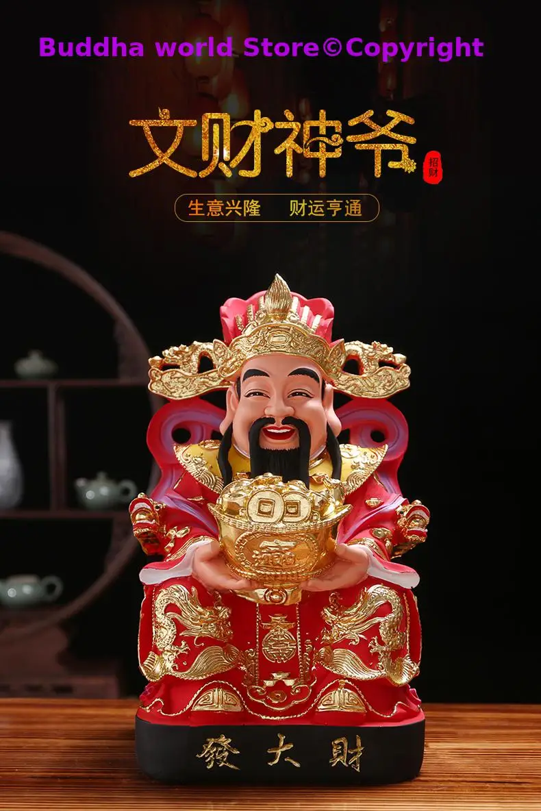 GOOD Asia HONG KONG HOME SHOP Patron saint CAI SHEN YE Mammon God of wealth color statue efficacious bring good luck money