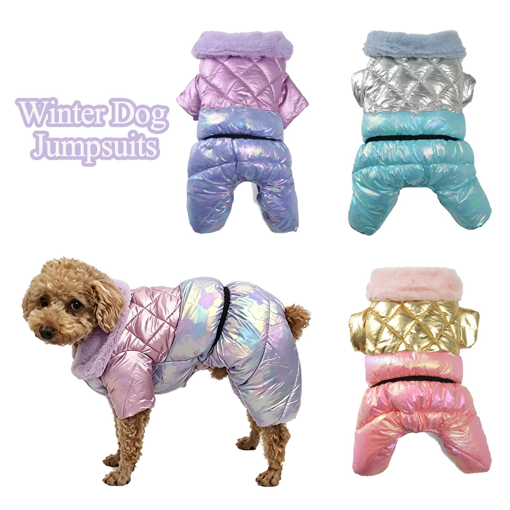 Winter-Hundeoveralls für kleine und mittelgroße Hunde, wind- und wasserdichte Jacke mit D-Ring, warme Welpenkleidung, Haustiermantel für Chihuahua und Mops