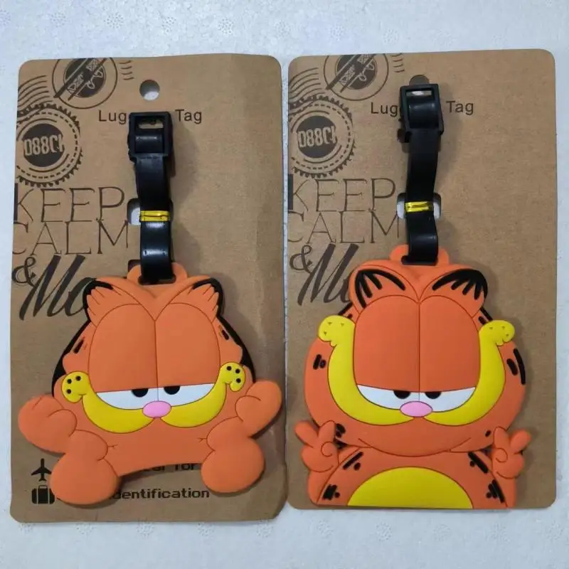 Garfield Animation Peripheral Kawaii Garfield Suitcase Pendant Decoration Pvc Suitcase Id Card Address Clip Portable Label Gift