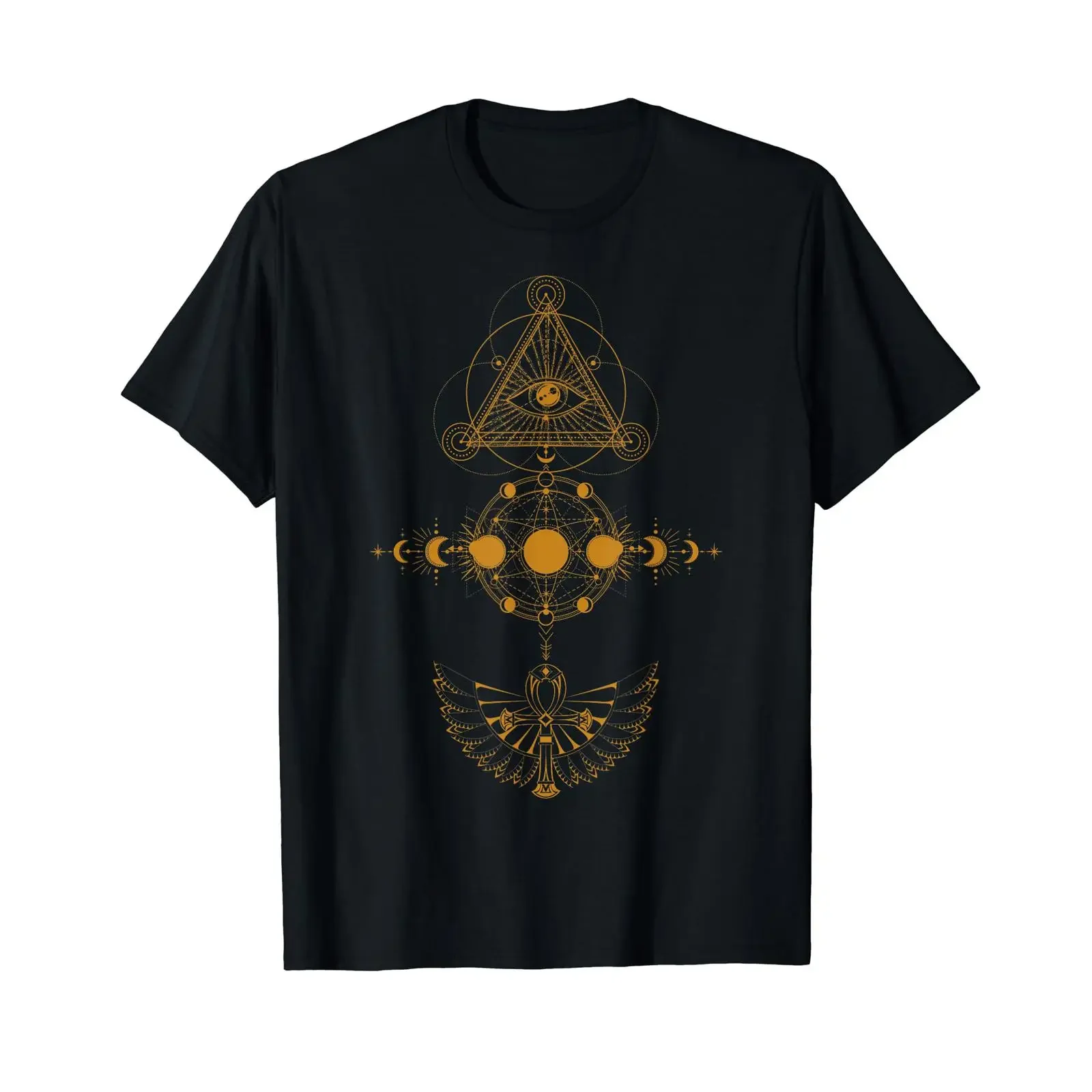 Sacred Geometry Ancient Egyptian God Horus Kemetic Heru ANKH T Shirt vintage Washed Unisex Versatile Soft Comfortable