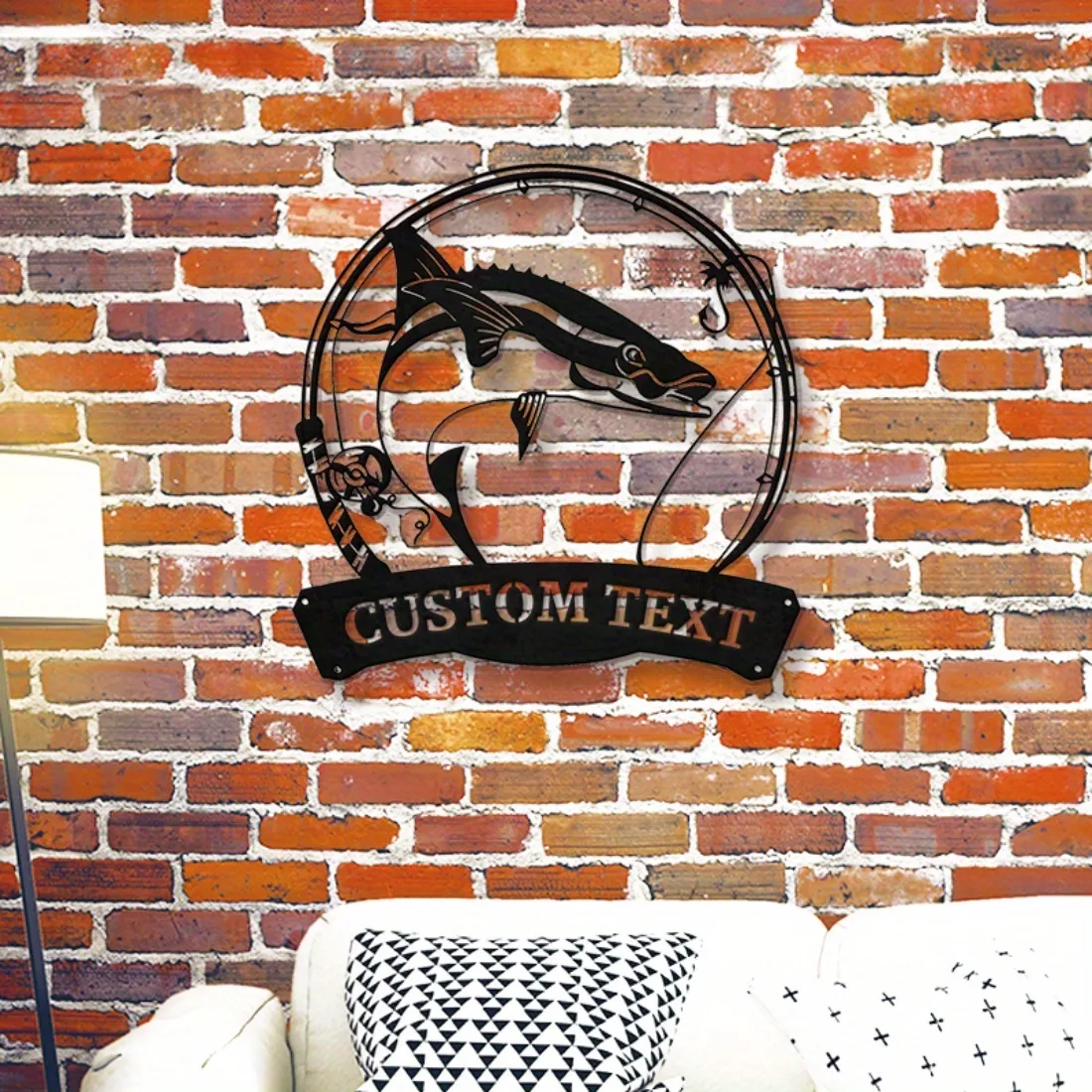 Maßgeschneiderte Wandkunst aus Metall mit Cobia-Fisch – personalisiertes Hängeschild für den Außenbereich, englische Inscribed-Dekoration für Häuser, Bars, Cafés.