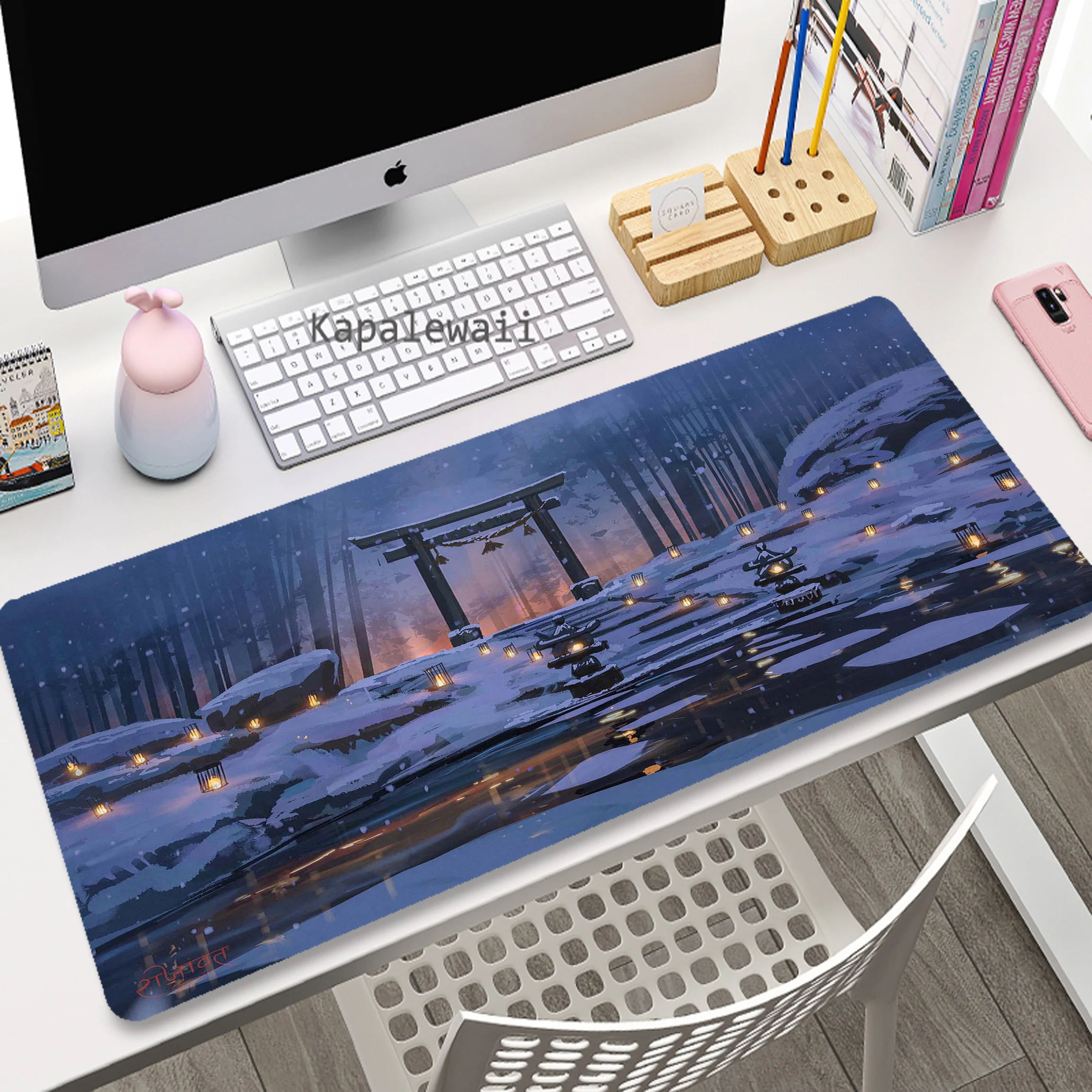 Japanese Landscape Wonder World Mousepad Gaming Speed Keyboard Pads Mouse Pad XXL Rubber Carpet Locked Edge Mouse Mat 900x400mm