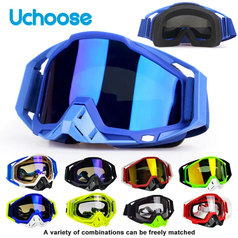 Uchoose Motocross Goggles Motorcycle Helmet Glasses Off-road MX ATV MTB Anti-slip Belt Windproof Outdoor Cycling Racing Goggle