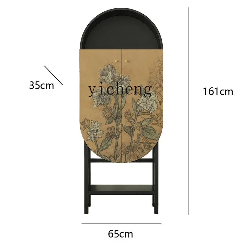 

ZC Modern Chinese Style Living Room Wall Wine Cabinet Display Solid Wood Storage Cabinet Installation-Free Custom Wine Cabinet