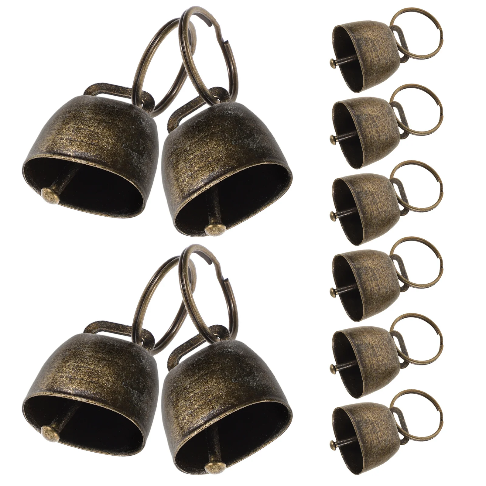10 قطعة أجراس البقرة المعدنية: حديد عتيق محمول باليد لمزرعة رعي الحيوانات حديقة الدقات حفلة عيد الميلاد الأحداث الرياضية التشجيع