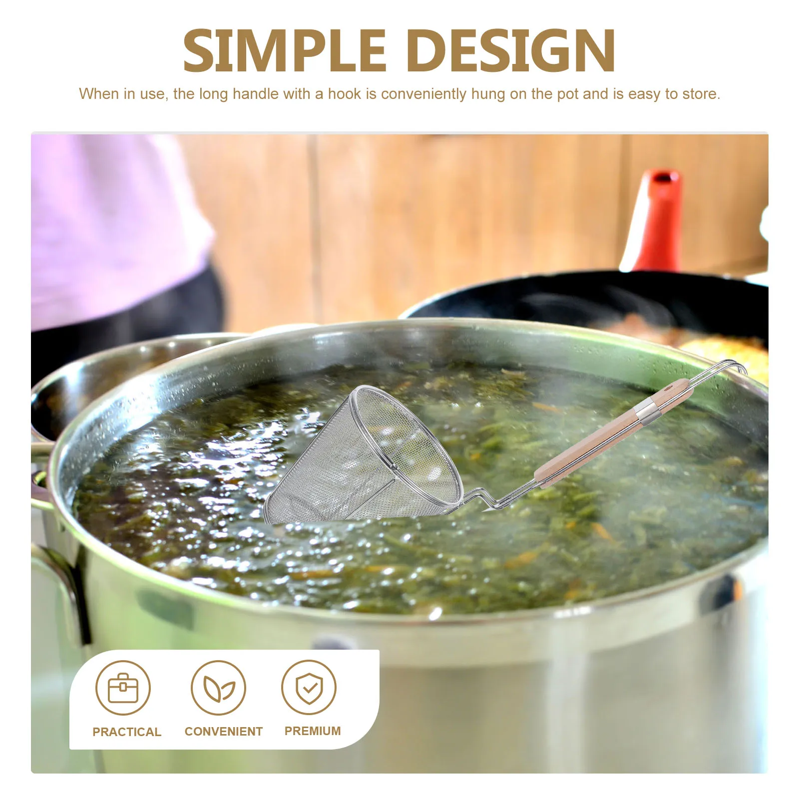 

1pc Stainless Steel Mesh Spoon Noodle 12cm 14cm 16cm Fine Strainer Blanching Lightweight Practical
