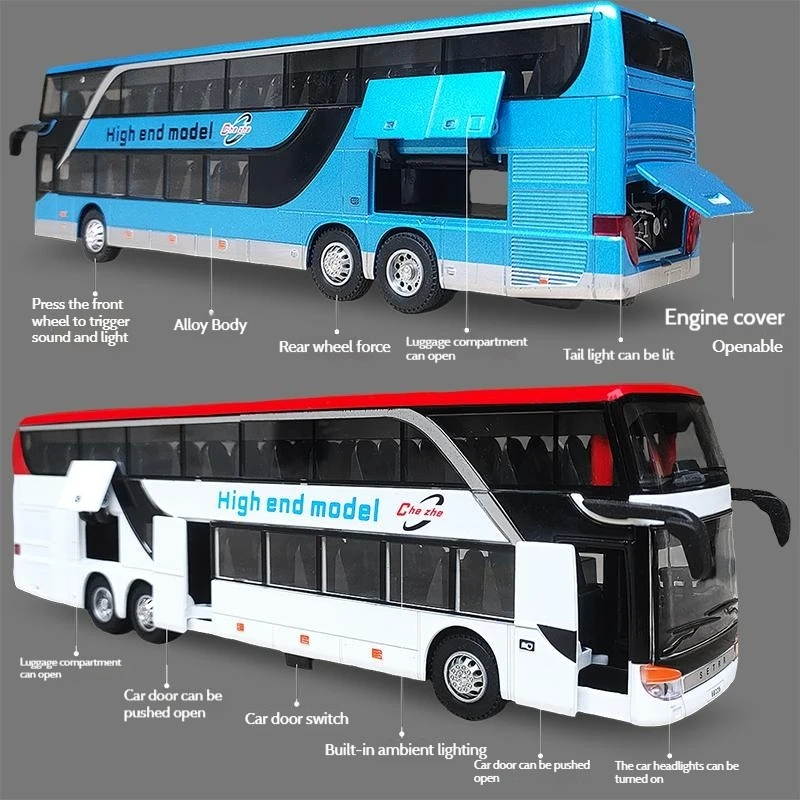 مثيرة للاهتمام 1/30 سبيكة كبيرة ذات طابقين حافلة محاكاة نموذج حافلة رائعة حافلة الديكور جمع هدية عيد ميلاد الصبي #3