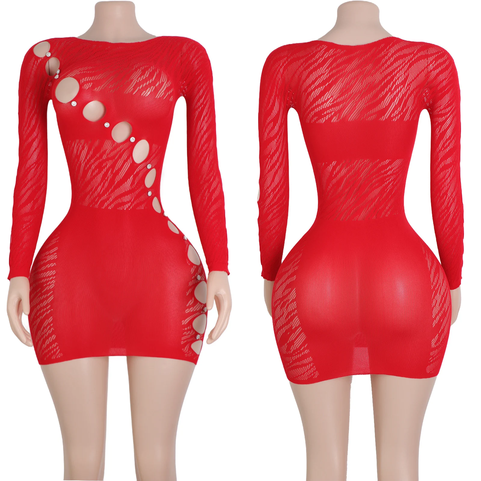 Sexy Fishnet Bodysuit Set Wholesale Elegant Cutout Design Exotic Dancewear Adult Nightclub Apparel Lingerie view 2