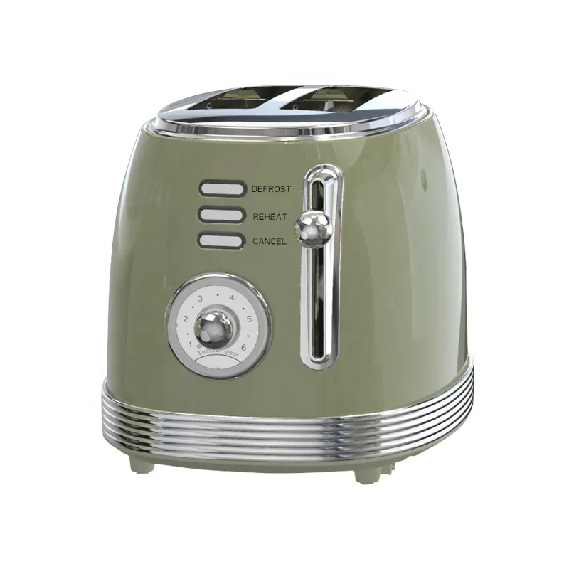 2 Slice Toaster Breakfast Set Retro Stainless Steel Toaster