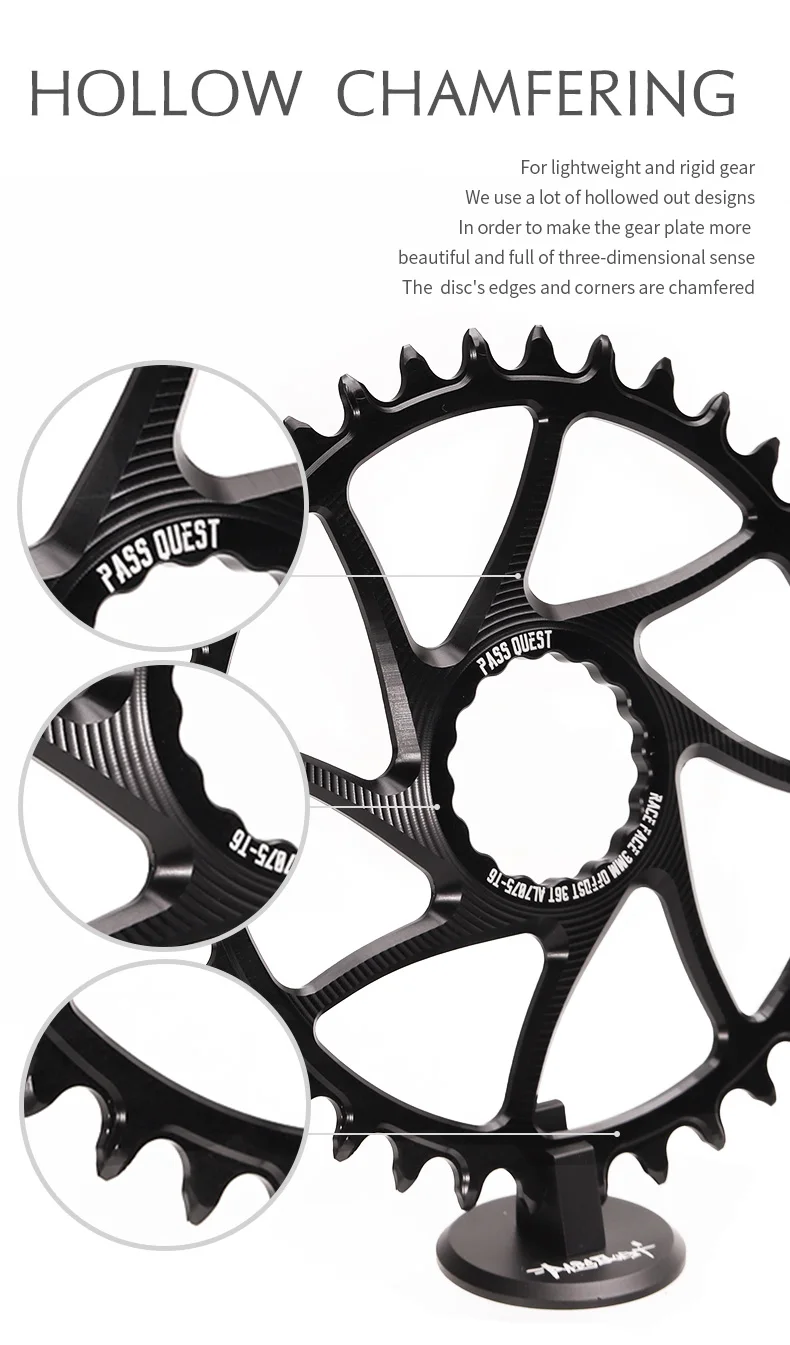PASS QUEST Schmale Breite Kettenblätter für RACEFACE RF Next SL Sixc Atlas Serie Direktmontage-Kettenblätter Versatz 3mm Silber und Schwarz – Detail 7