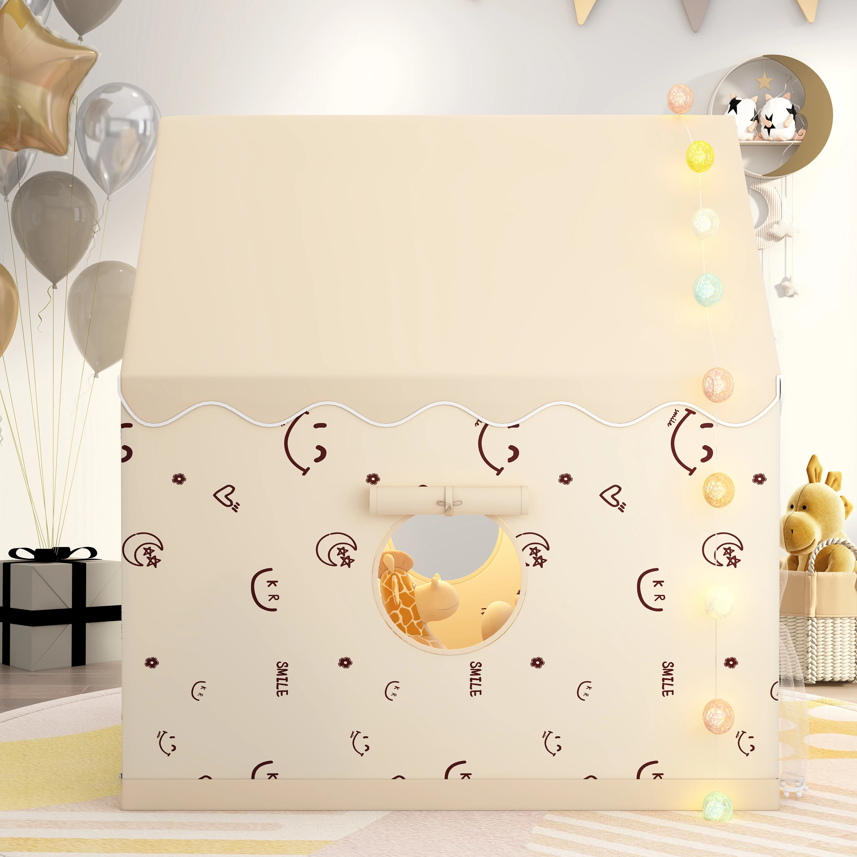 Leuke speelgoedtent voor kinderen, prinsessensprookje speelkasteel, draagbaar speelhuisje voor buiten, geweldig vakantiecadeau voor jongens en meisjes, kerstcadeau, accessoires niet inbegrepen