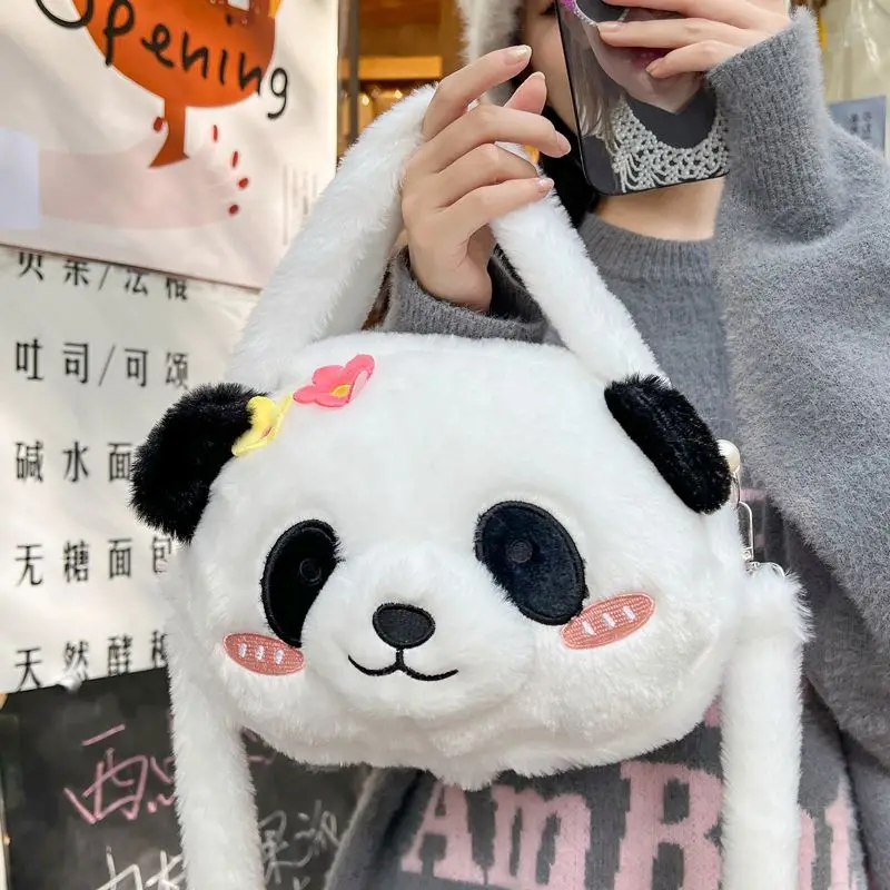 

Panda Messenger Bag Cute Cartoon Plush Toy Kindergarten Children All-match Zipper Street Fashion Vacation Travel Sweet Girls