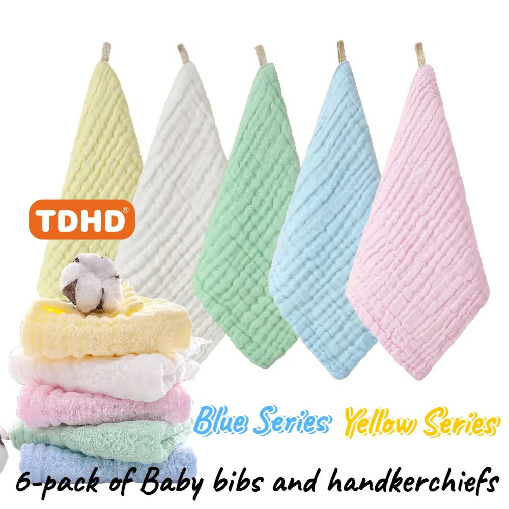 

TDHD: 6 комплектов детских нагрудников и носовых платков. | Ультрамягкие детские многофункциональные салфетки из чистого хлопка для слюны, салфетки для стирки новорожденных
