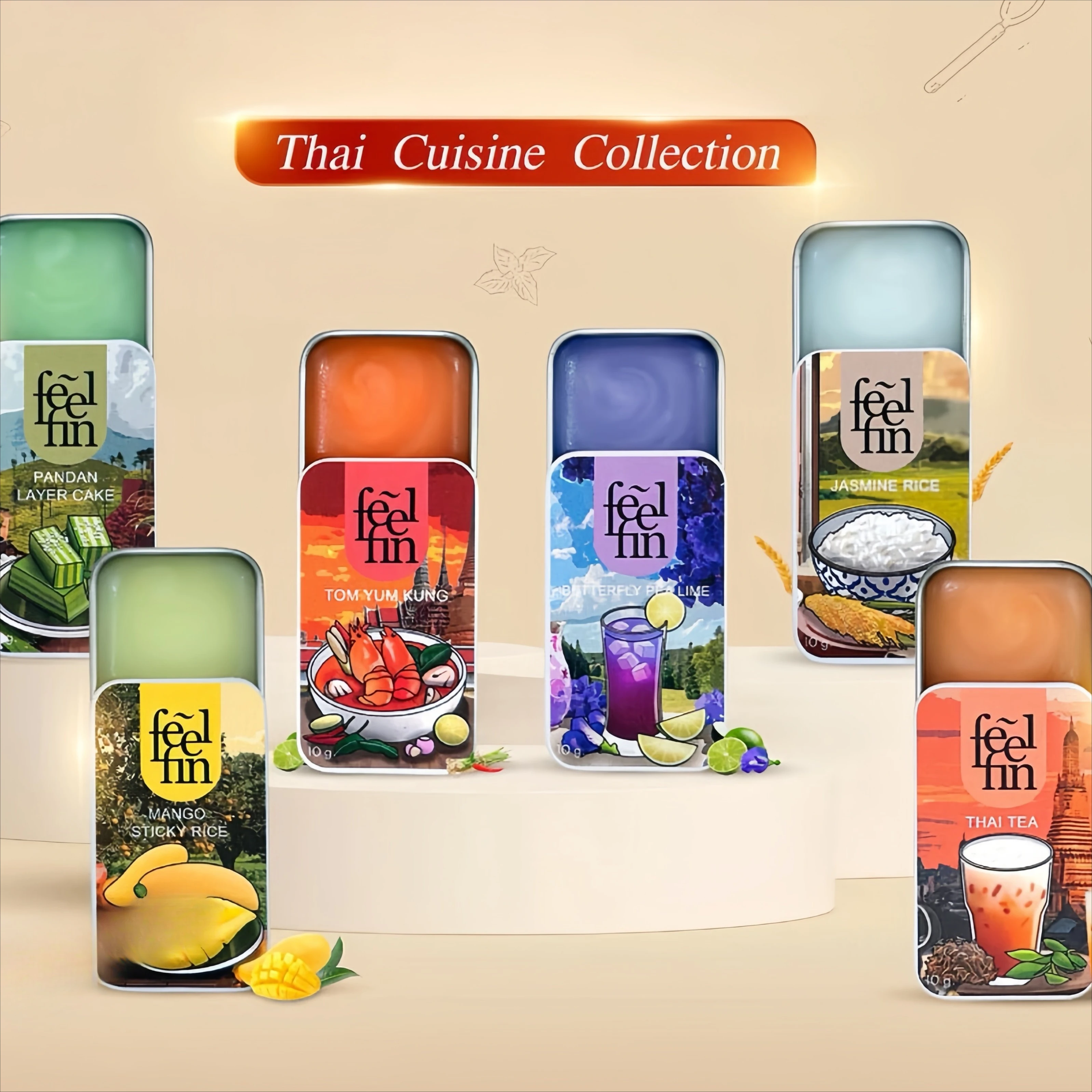 Thai Feel Fin Aromatherapy Solid Balm, Cooling & Soothing Herbal Scent, Portable Massage Balm & Travel Gift