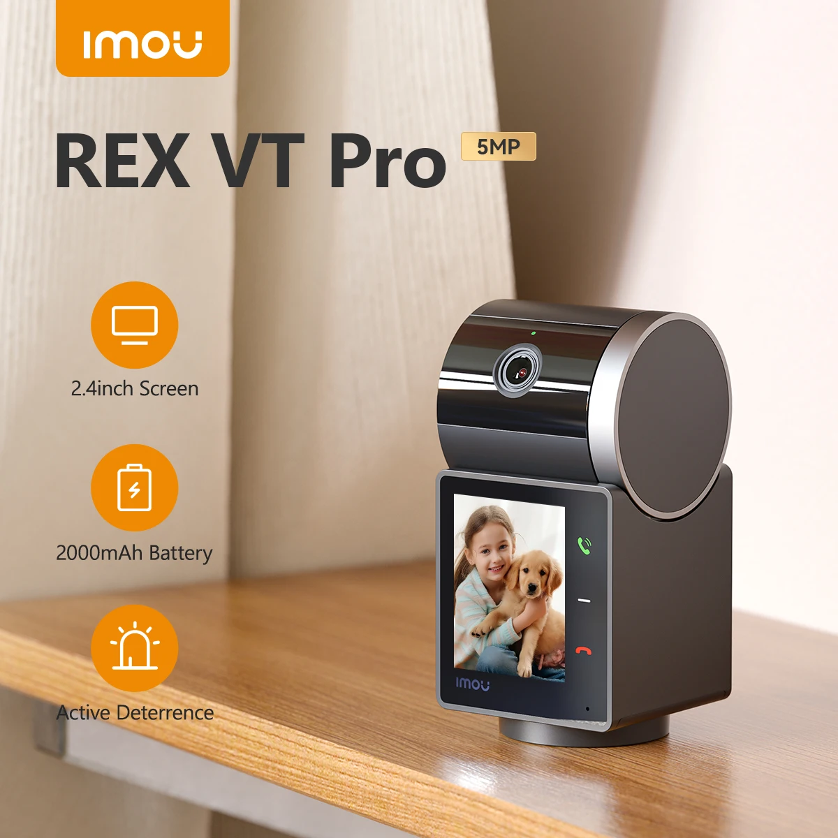 

IMOU Rex VT Pro 5MP/3K Indoor Wifi PTZ Security Camera One-touch Video Call AI Human & Pet Detection Two Way Audio Baby Monitor