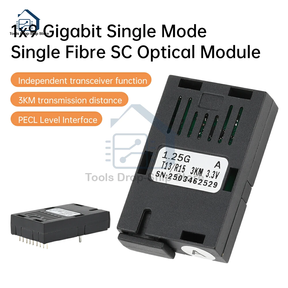 

1.25G 1*9 Fiber Optic Module 1000M Gigabit SC Single Mode Single Fiber 1310nm/1550nm Fiber Optic Transceiver 3KM/20KM