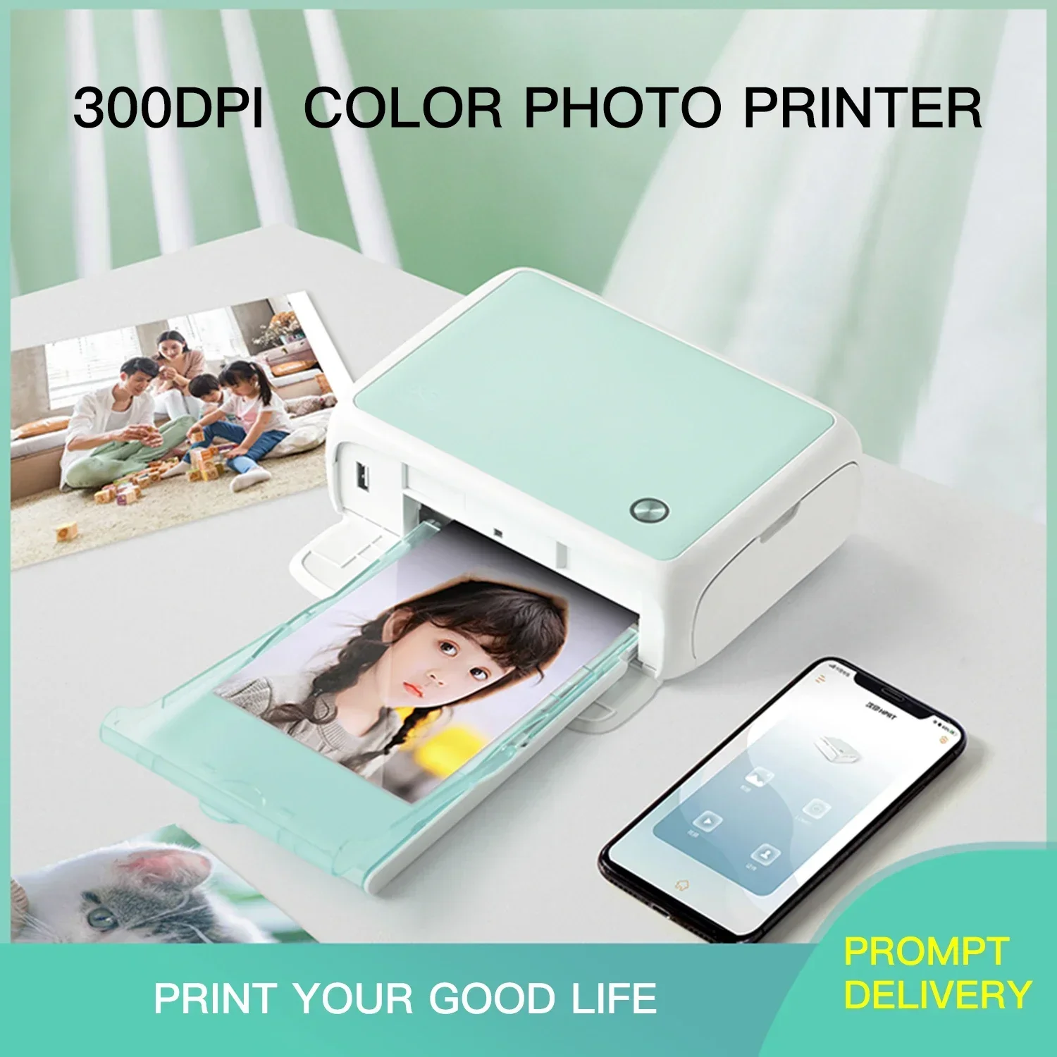 Color Photography Printer Portable 300dpi AR Printing WiFi Automatic Lamination  Mobile Photo Printer