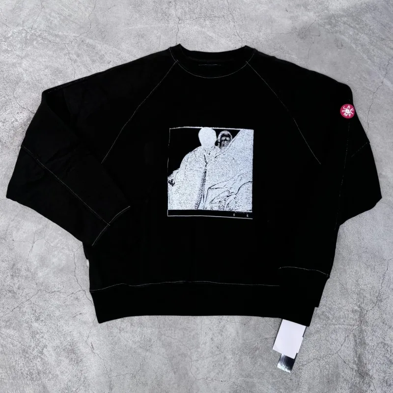Men Women Cotton Abstract Portrait Finger Print Oversize CAVEMPT Sweatshirts Street C.E Round Neck Black Pullover Men Women