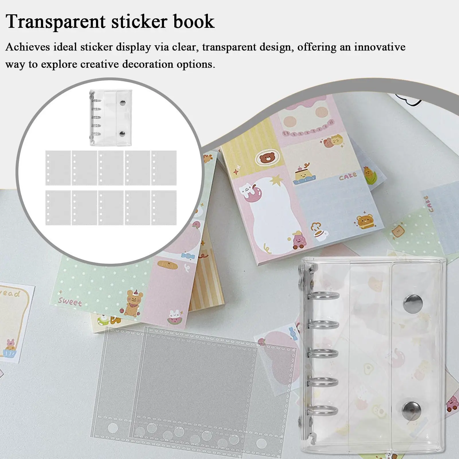 Loose Leaf Paper PVC Transparent Cover 5 Ring Loose Leaf Binder Paper 10 Pages Crafts For Birthday Party Airplane Travel Road