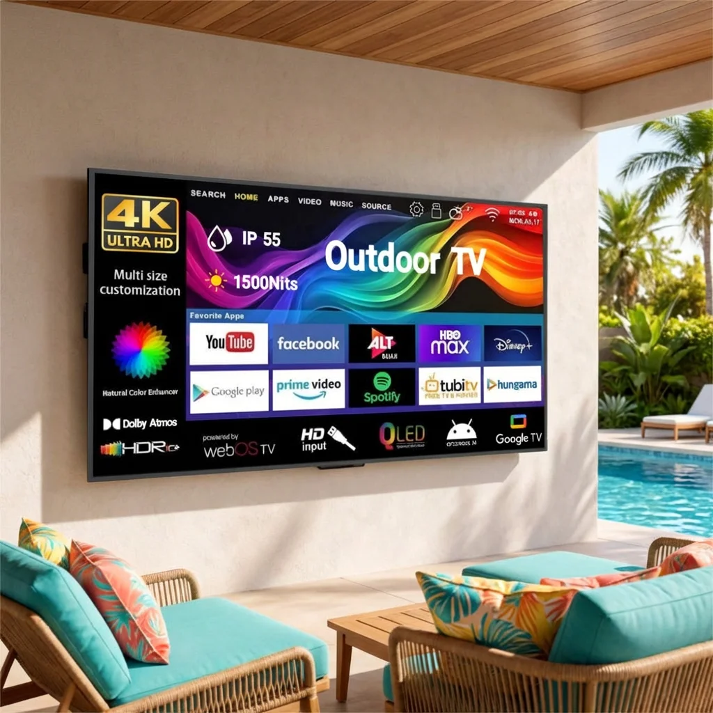 

55 Inch Outdoor Waterproof TV 1000nits Advertising Display Screen Equipment IP65 Outdoors smart Television