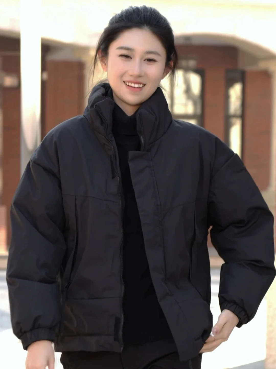 

Осенне-зимняя утепленная хлопковая куртка для мужчин: высококачественная свободная верхняя одежда с воротником-стойкой, модная, универсальная, теплая.