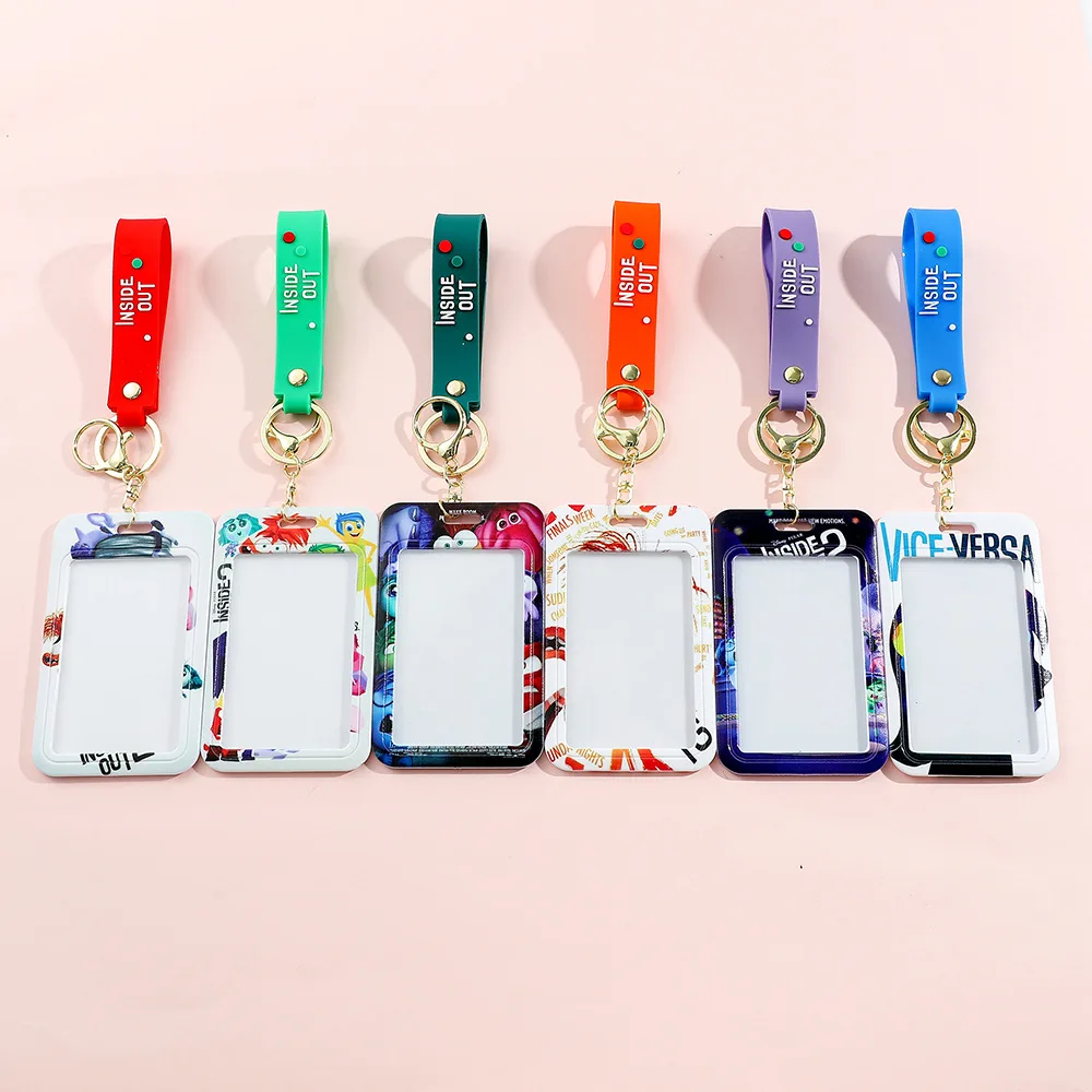 Wholesale Accessories Inside Out 2 Keychain Backpack Pendant Card Holder Id Card Case Anime Figures Toy Car Key Ring Kid Gift