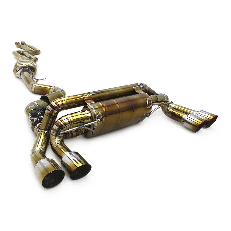 OEM Titanium Alloy Exhaust System For BMW 1M N54 3.0T 2011- Resonator Acoustical Damper Electronic Valve Burnt Gold Tips