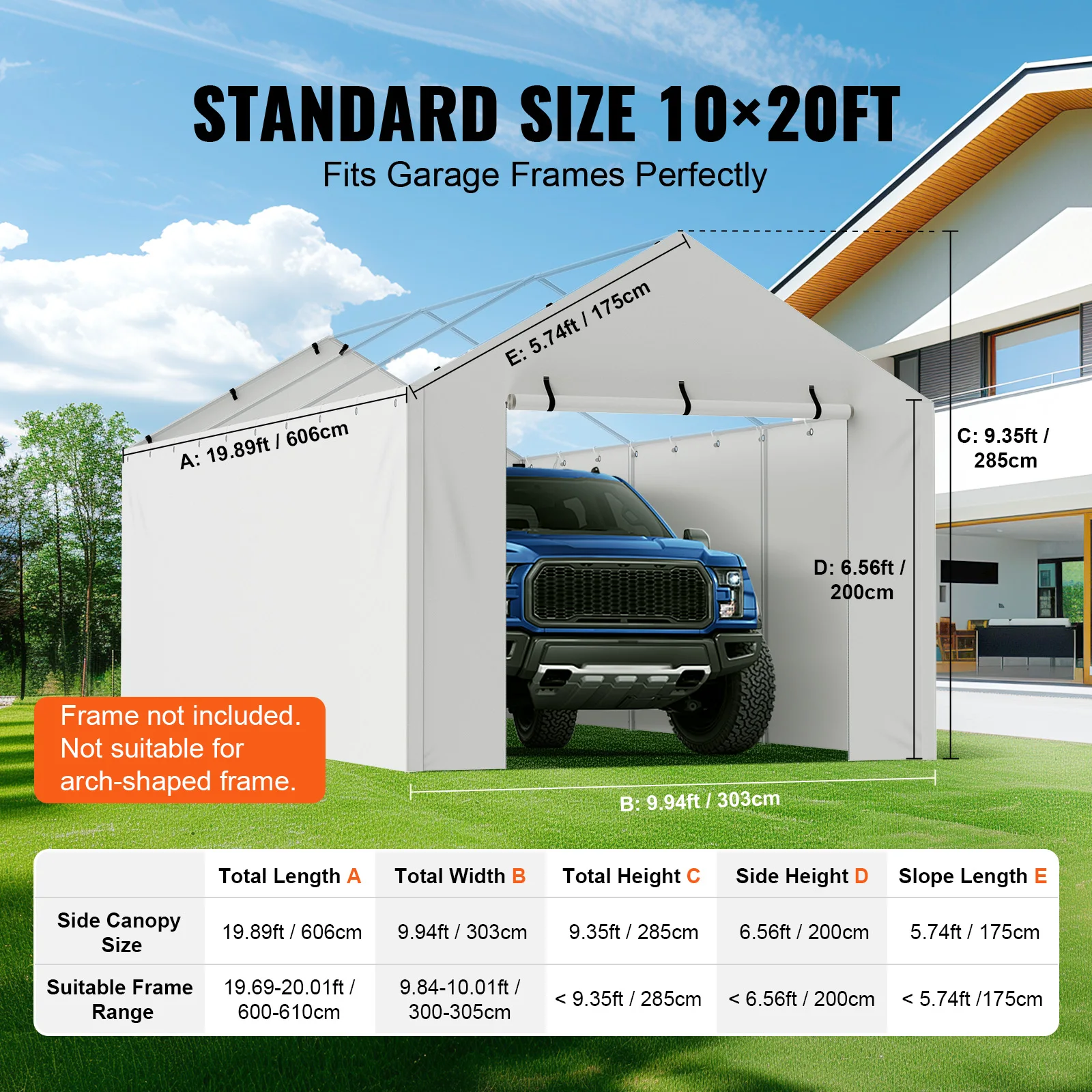SucceBuy Carport استبدال خيمة المرآب المأوى قماش القنب الثقيلة للماء والأشعة فوق البنفسجية المحمية. #4