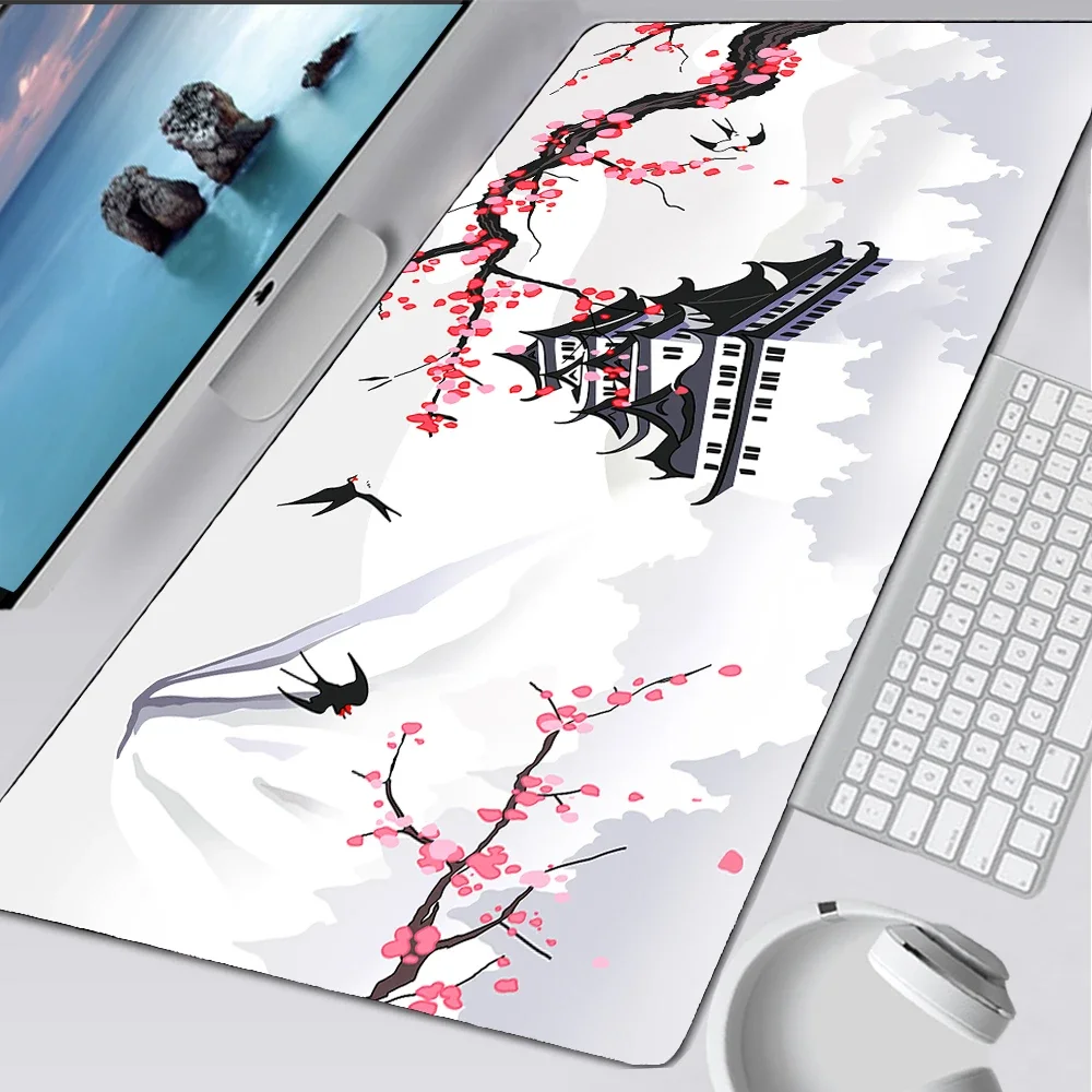 

Kawaii Mount Fuji Sakura Mouse Pad Laptop Gamer Japan White Cherry Blossom Mousepad Gaming Desk Mat Desktop Computers Mouse Mats