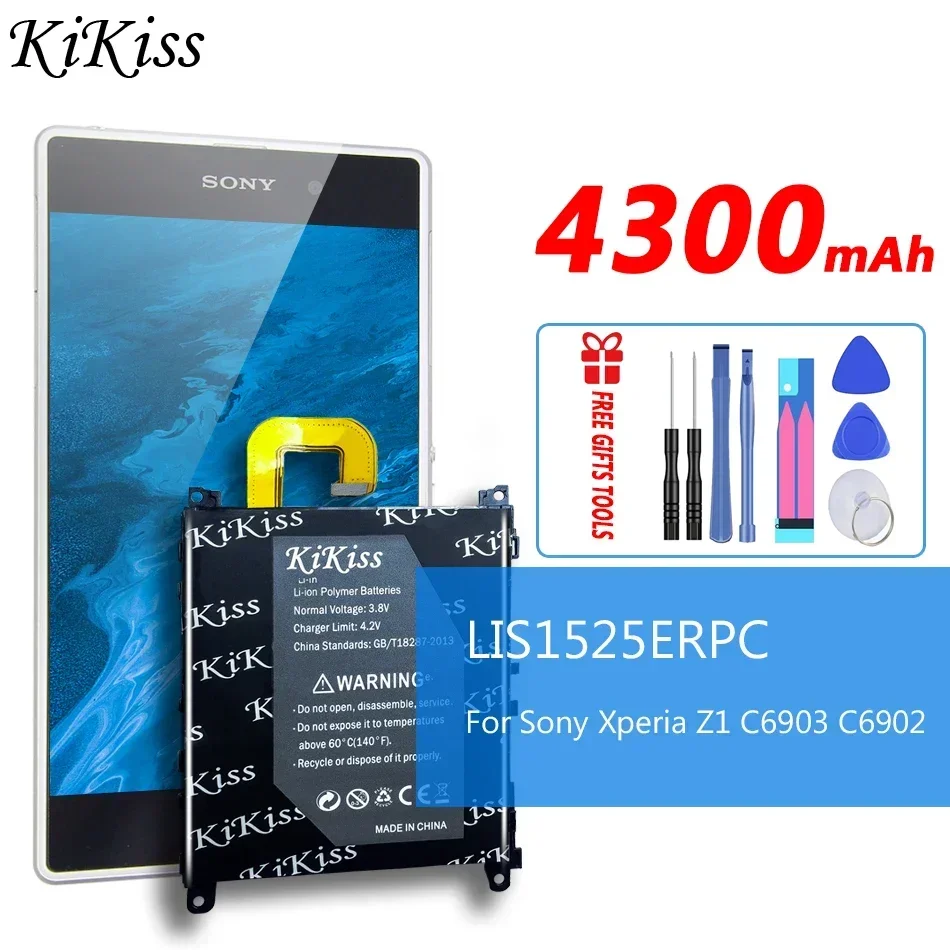 KiKiss Battery For SONY L39h Xperia Z1 Honami SO-01F C6902 C6903 LIS1525ERPC 4300mAh Mobile Phone