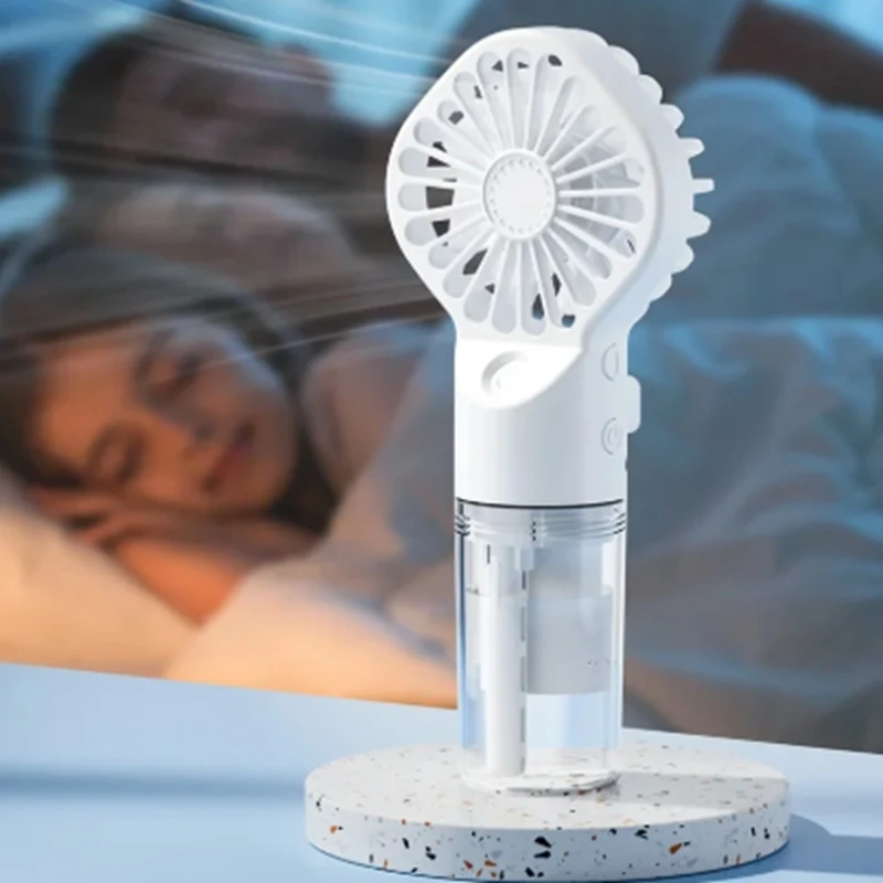 Mini Handheld Fan USB Rechargeable Portable Misting Fan With 4 Adjustable Speed Spray Water Mist Fan Outdoor Camping Travelling