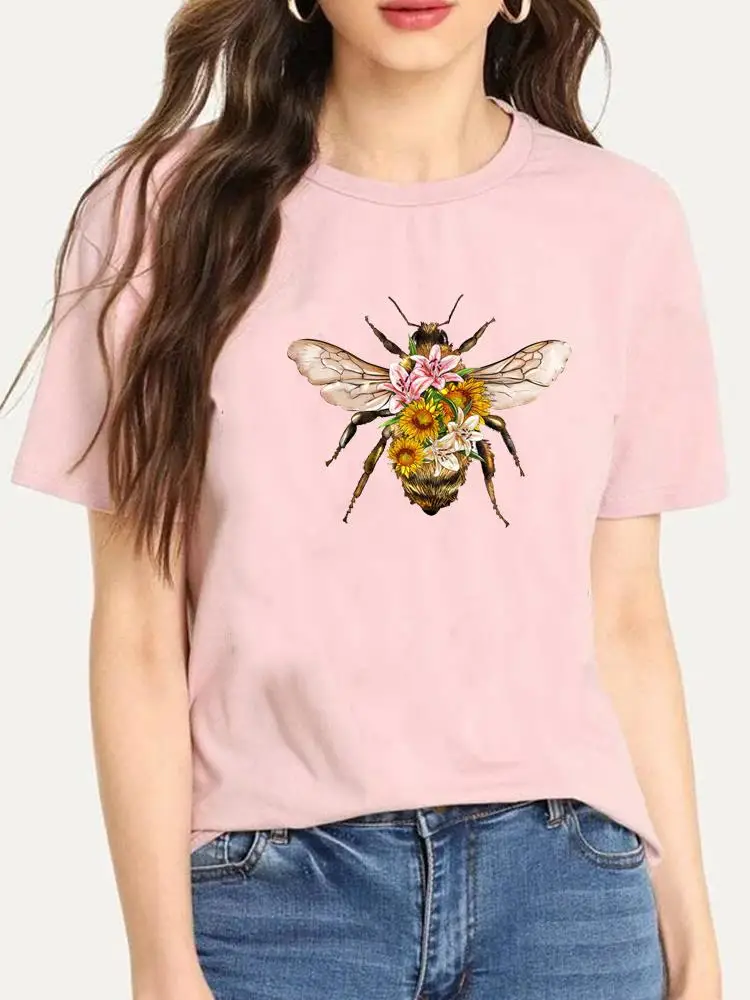 Print T-shirts Vrouwen Vrouwelijke Korte Mouwen T Kleding Dames Bloem Aquarel Zoete 90S Mode Kleding Casual Graphic Tee