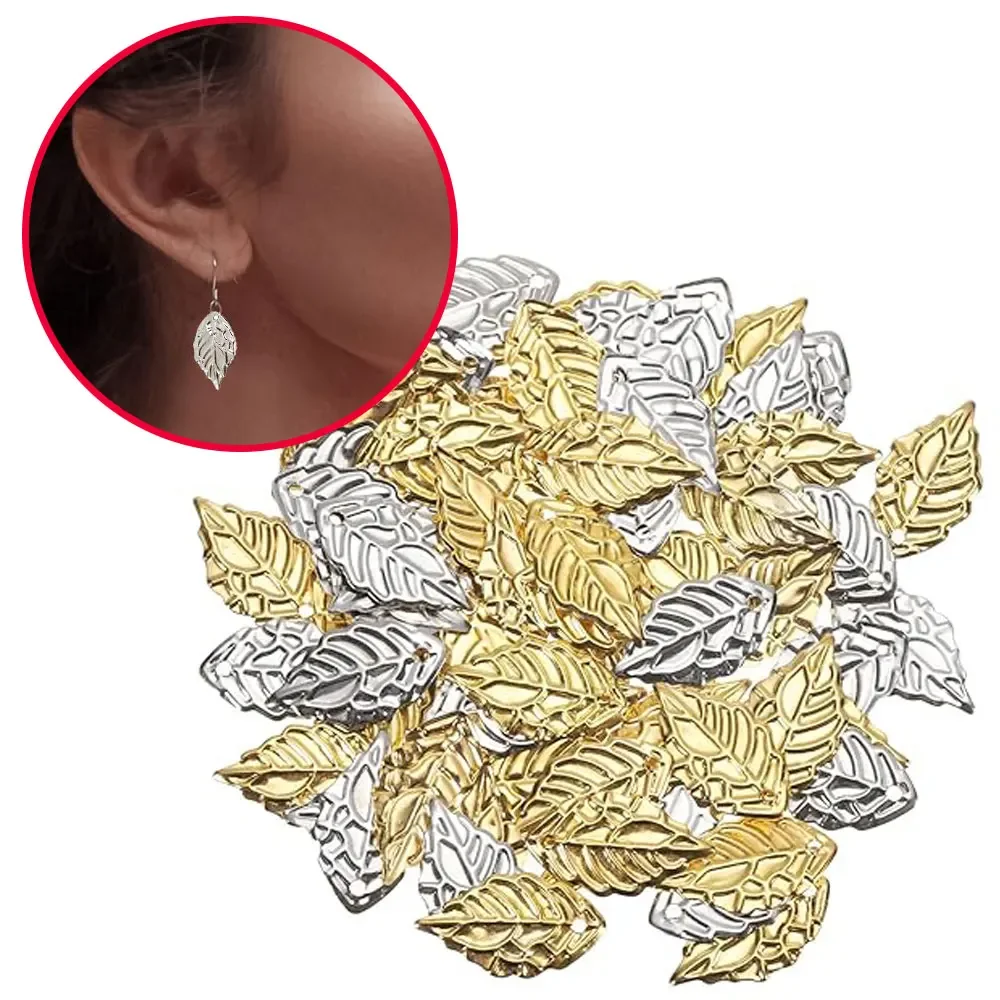 100pcsMulti Colored Leaf Shaped Pendant Decoration, DIY Earring Pendant, Beach Vacation, Gift Making Accessories