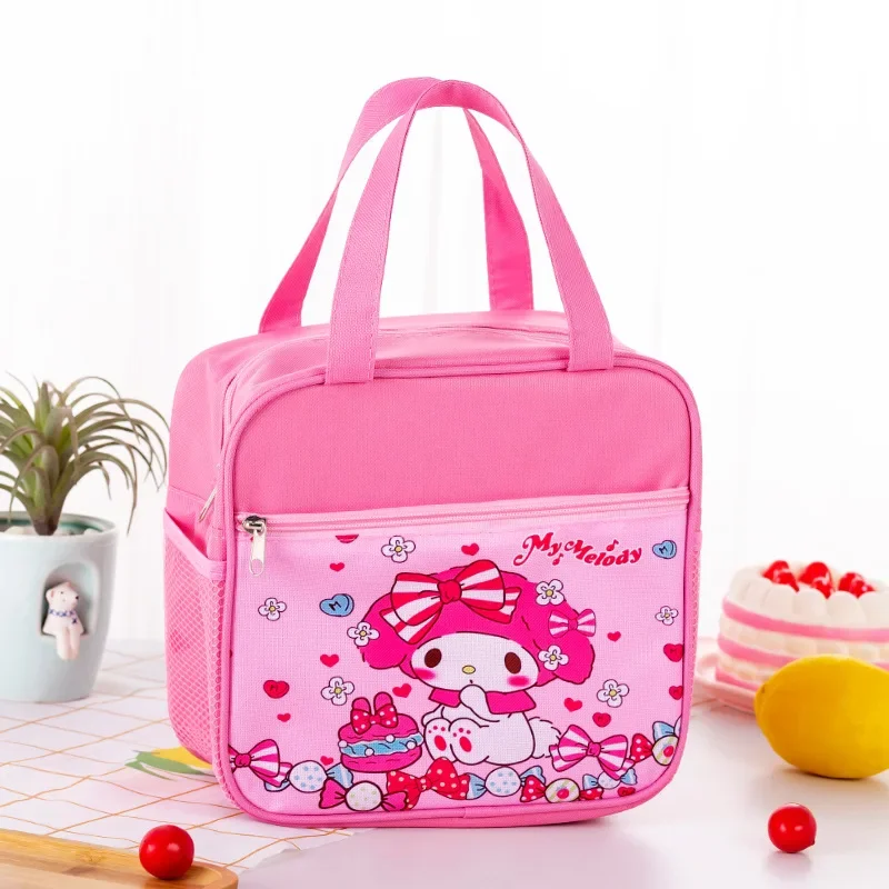 Cute Sanrio Kawaii Lunch Box Bag for Kids Cartoon My Melody Kuromi Insulated Bag Portable Food Storage Bag