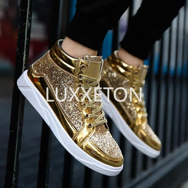 Thick Soled Sequins Trendy and Fashionable, Casual, Sporty, Breathable, Lightweight European and American Nightclub Couple Shoes