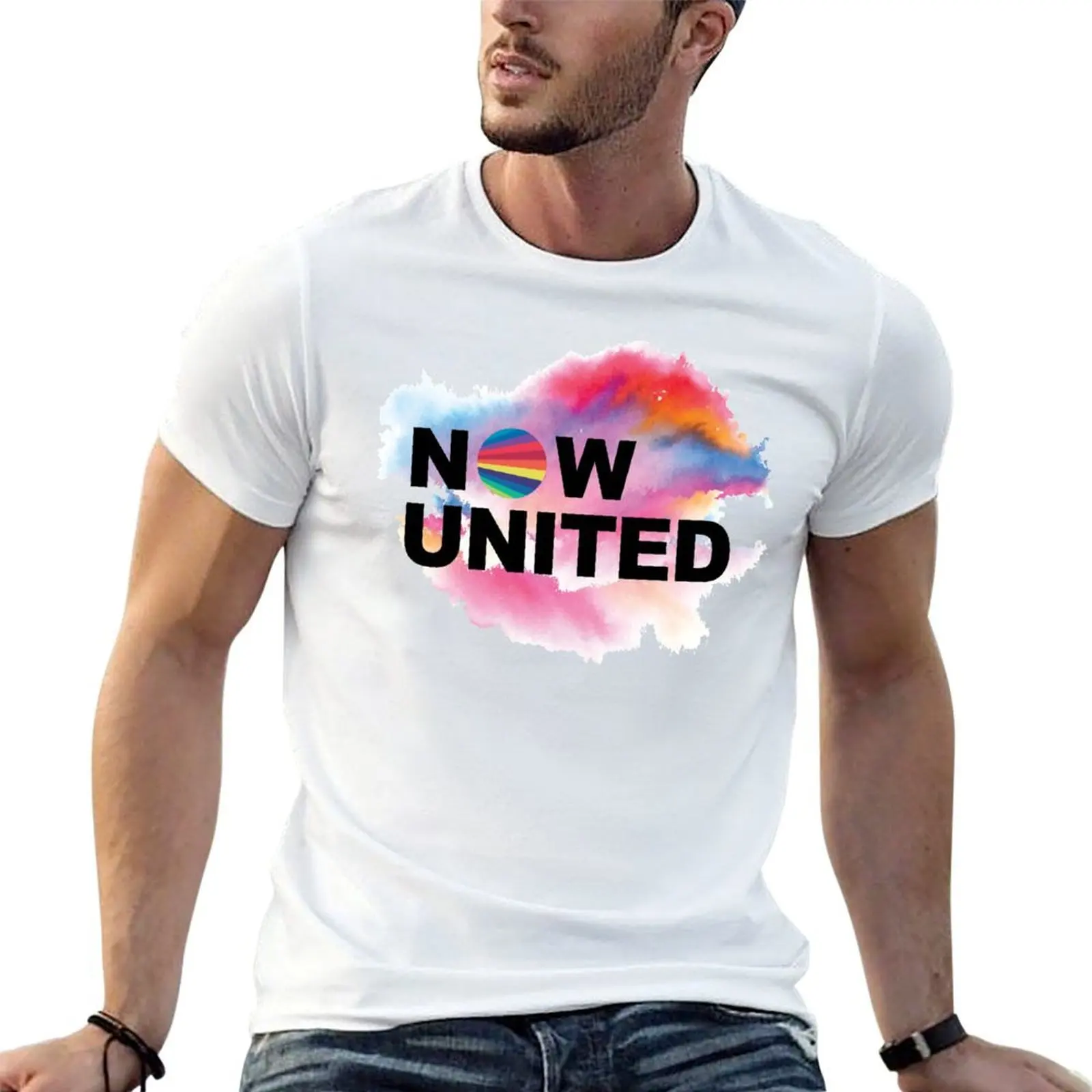 NOW UNITED with a Ink Splash of colors T-Shirt man tshirt t shirts with prints t shirt for man T-shirt