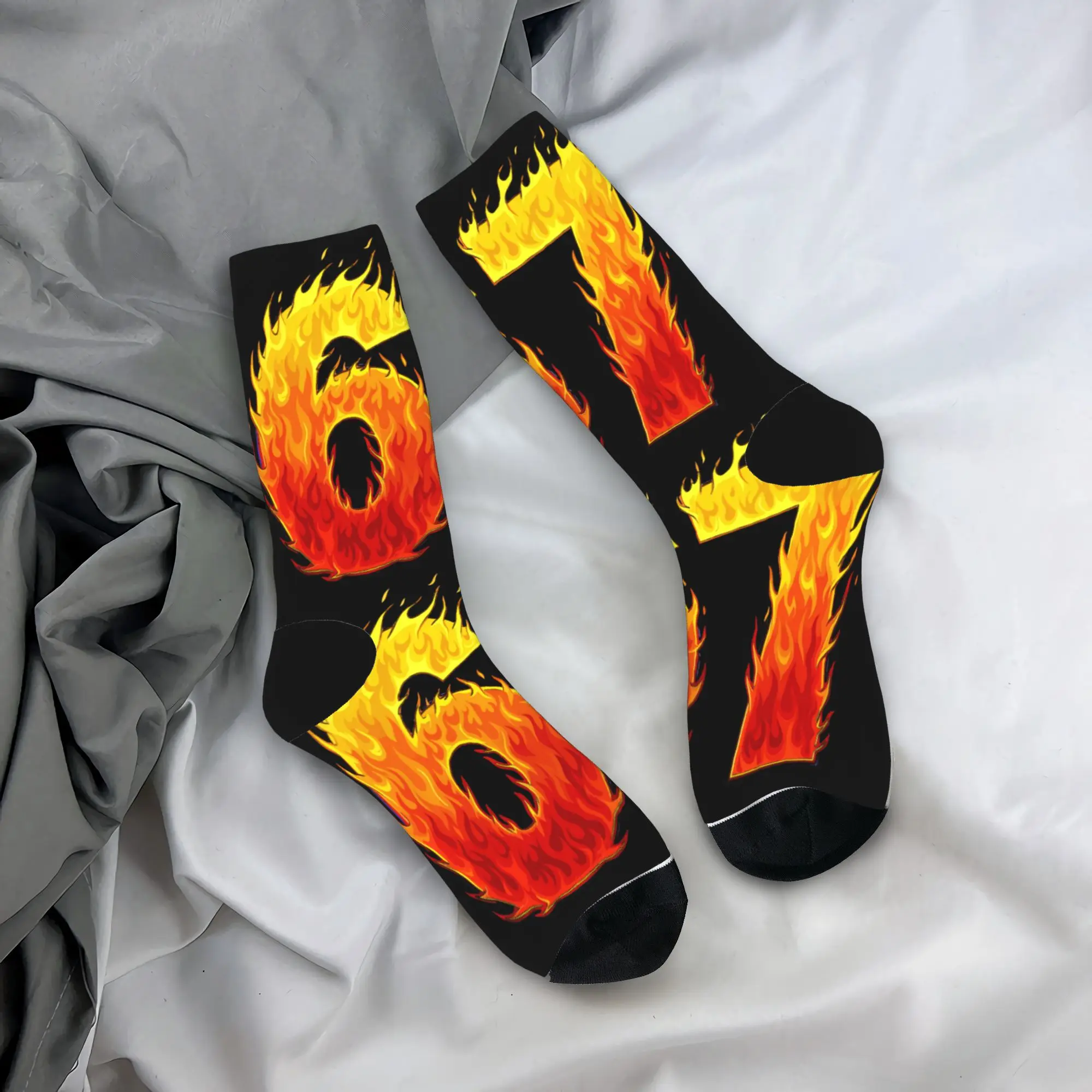 

67 Flames Забавные носки Six Seven Gen Alpha Meme Slang Нескользящие чулки для женщин и мужчин Теплые мягкие носки для скалолазания Весенние готические носки