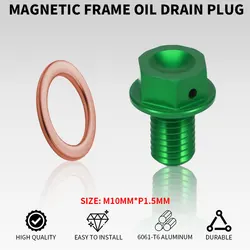 M10*1.5 Magnetic Frame Oil Drain Plug Bolt Screw For KAWASAKI KX65 KX85 KX100 KX250 KX250F KX450F KLX250 D Tracker KLX230 300R