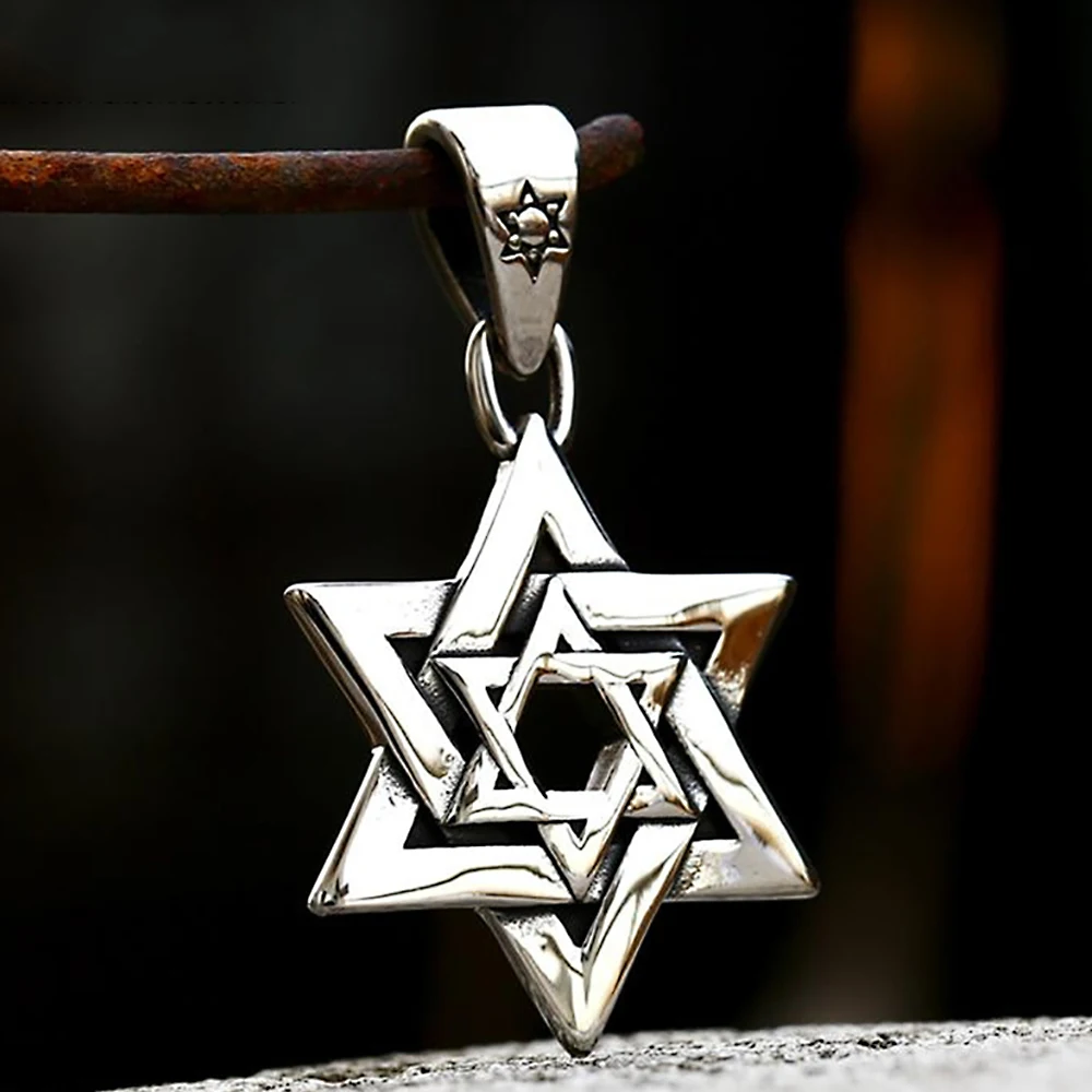 Fashion Classic Star Of David Pendant For Men Women 316L Stainless Steel Six-pointed Star Necklace Religious Jewelry Wholesale