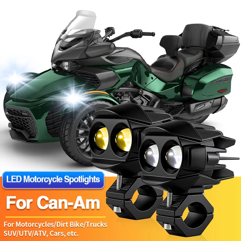 

Комплект светодиодных фар для мотоциклов, двухцветный прожектор для грузовиков, автомобилей, внедорожников, квадроциклов, для Can-Am Renegade/Ryker 600 Ace/Spyder F3 SE6/F3-S SM6
