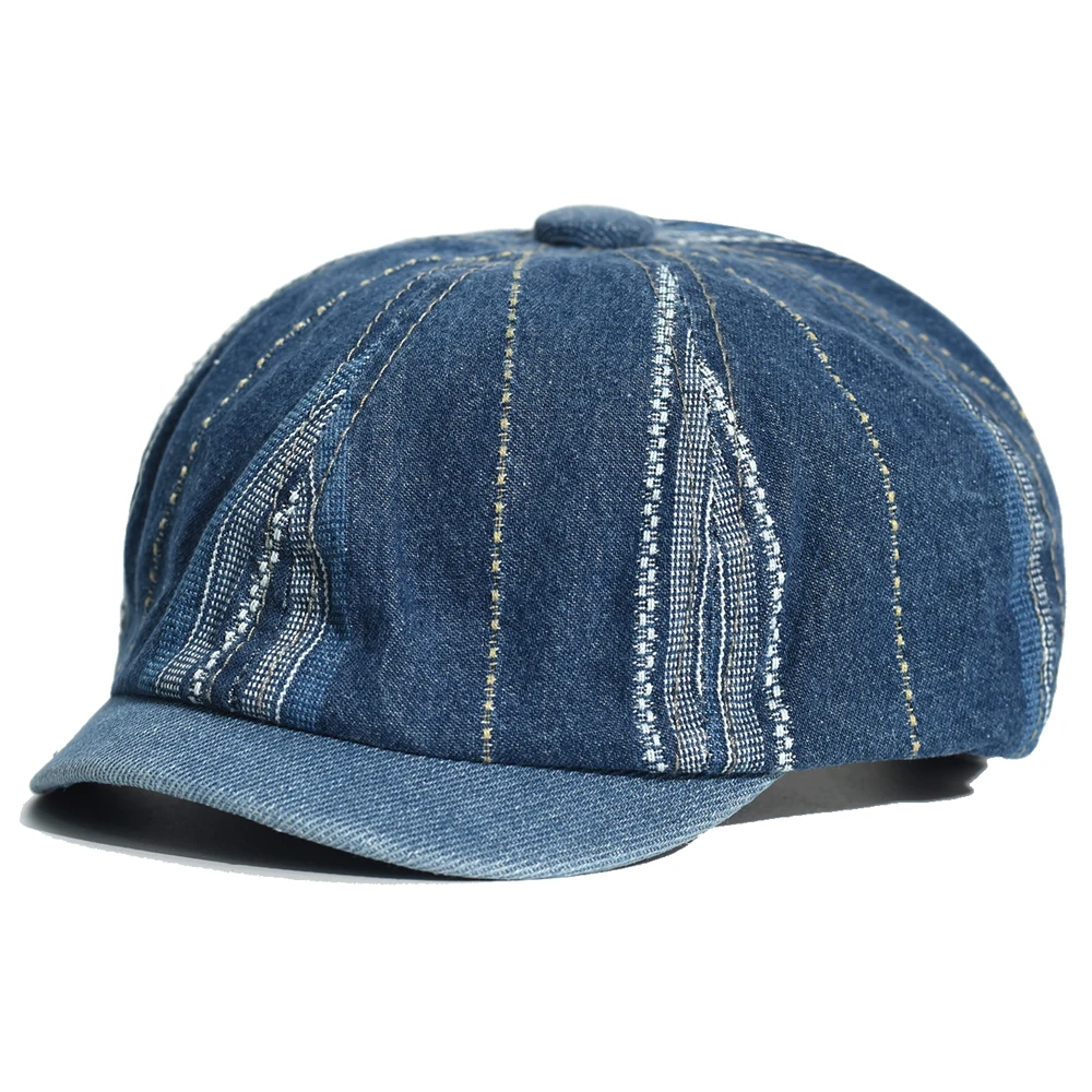 Denim Newsboy Caps Casual Outdoor Retro Beret Hats Octagonal Hat Fashion Solid Flat Caps Gatsby Driving Cabbie Cap