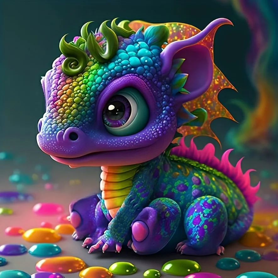 Pintura de diamantes para manualidades, mosaico completo de dibujos animados de dragón y bebé, punto de cruz, artesanías, decoración de diamantes de imitación, regalo para niños