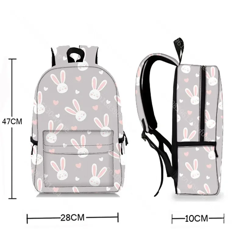 Cute Bunny Pattern Student School Bag Adorable Rabbit Girl Bookbag for Teenager Women East Bunny Knapsack Daybag Laptop Backpack