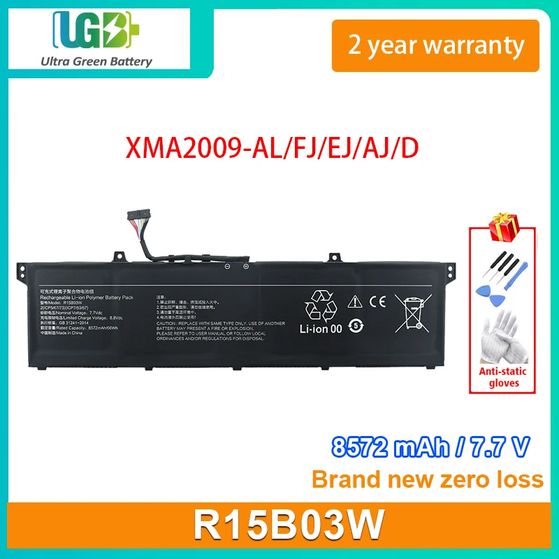 

UGB New R15B03W Laptop Battery For Xiaomi Pro 15 2021 OLED XMA2009-AL XMA2009-DB XMA2009-FJ XMA2009-EJ XMA2009-AJ 7.7V 66Wh