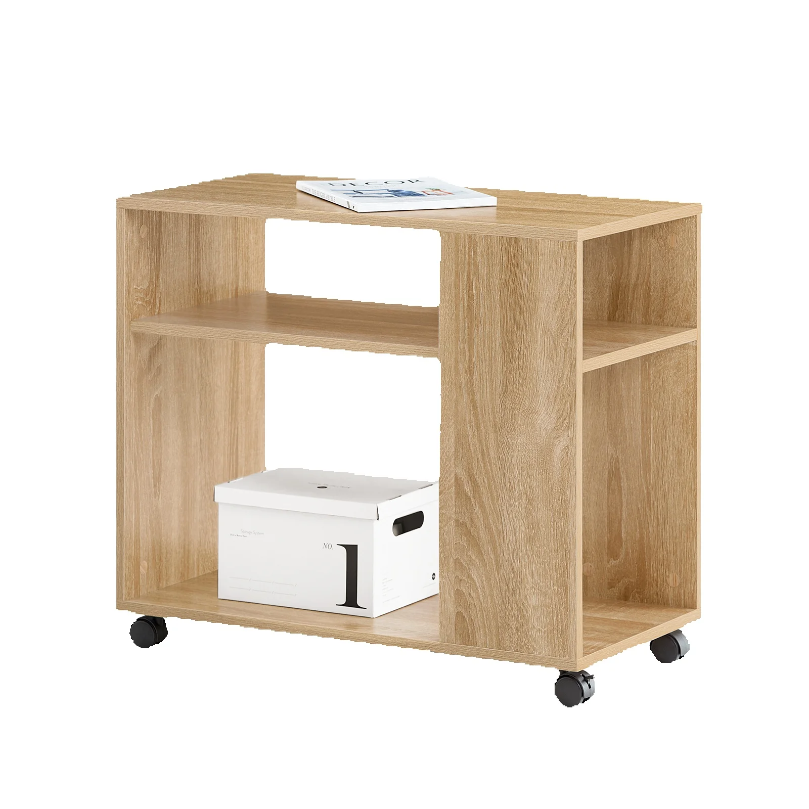 SoBuy FBT34 Beistelltisch Zeitungsständer Couchtisch Nachttisch Tisch mit Rollen