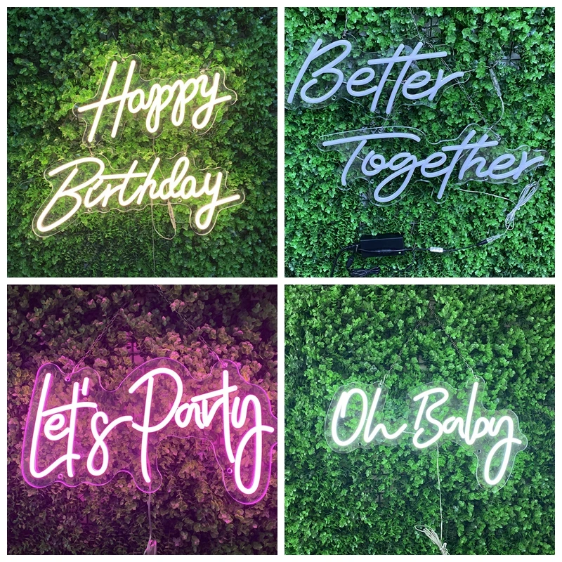 Gelukkige Verjaardag Bruiloft Led Neon Borden Licht Voor Party Indoor Outdoor Oh Baby Neon Light Sign Wedding Party Decoratie