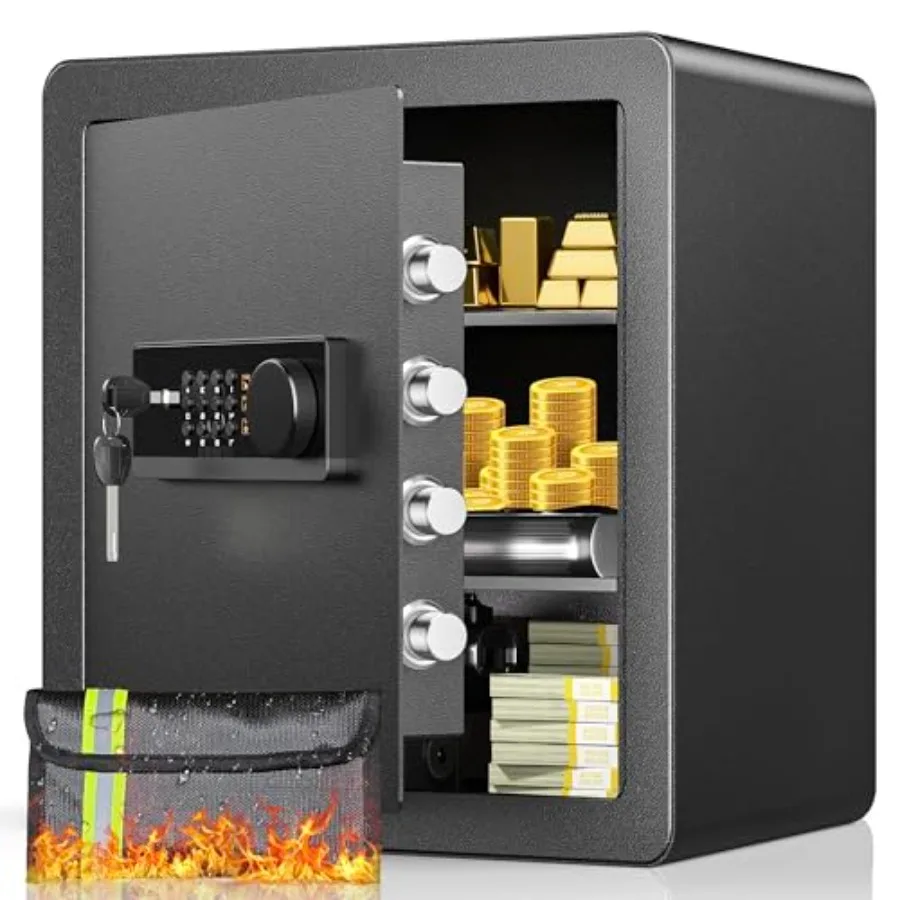 

Огнестойкий сейф объемом 2,0 куб. футов для домашнего использования с огнеупорной водонепроницаемой сумкой, цифровой клавиатурой и съемной регулируемой полкой