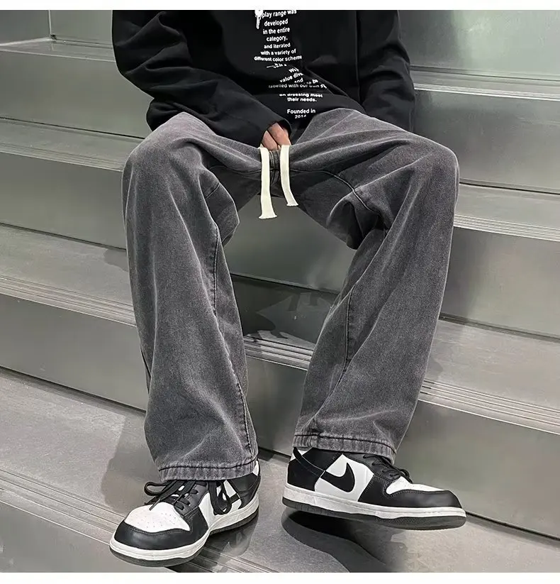 

2025 New American Style Jeans for Men Loose Straight Leg Wide Fit Casual Pants Spring Summer Autumn