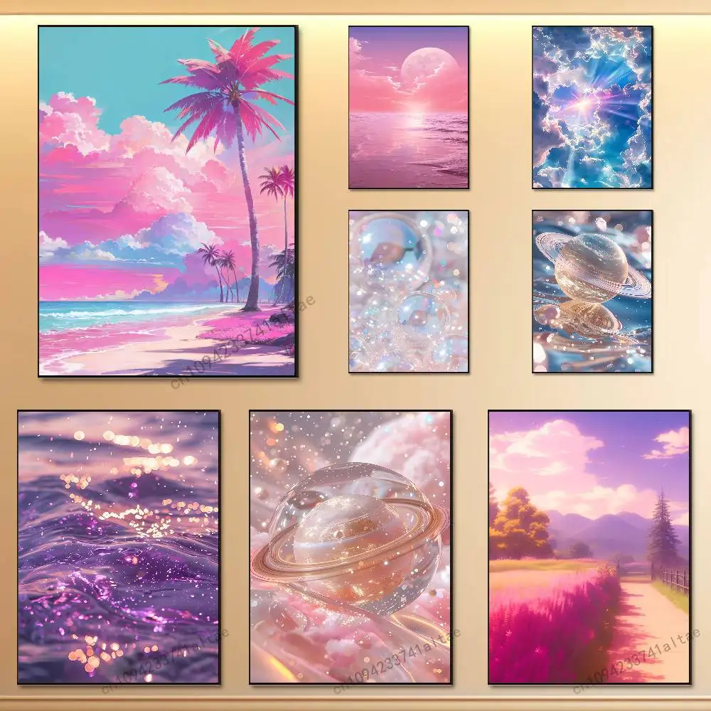 

Dreamy Pink Landscape Poster High Perfect Gift Quality Wall Art For Home Office Bedroom Living Room Hallway Bar