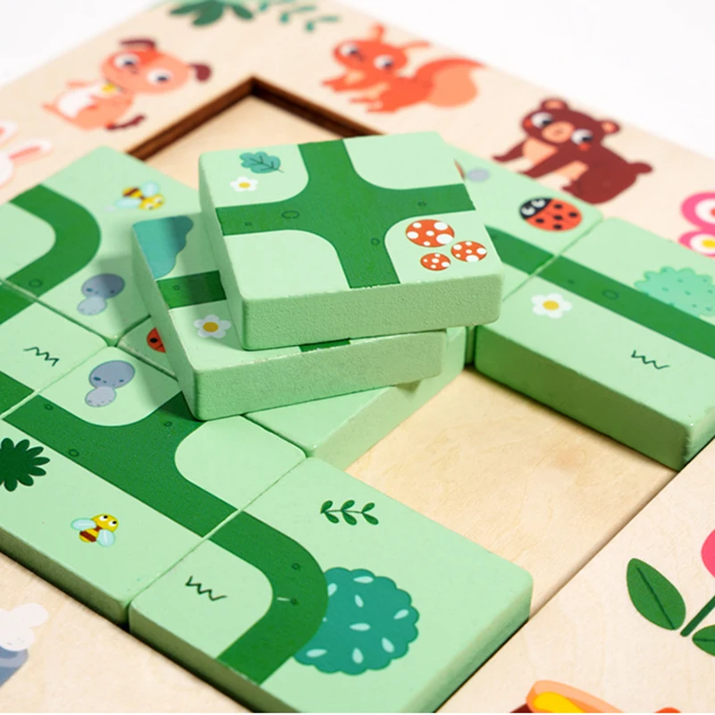 مونتيسوري خشبية لغز المتاهة مجلس التنمية المعرفية للأطفال الأطفال لعبة التعلم المبكر #2